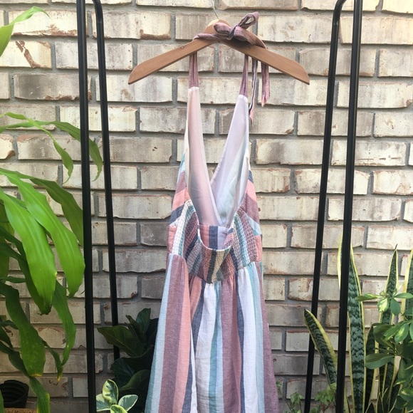 Open Back Pinstripe Dress - Picture 2 of 5